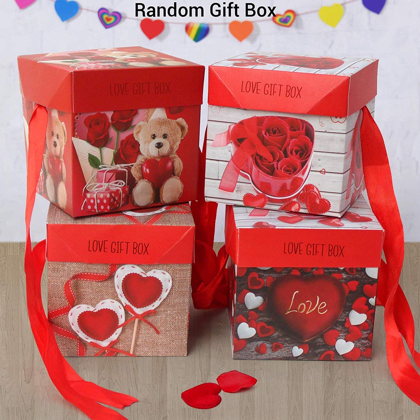 TIED RIBBONS Valentine Gift Set – Set of 2 Cute Teddy Bears with Box Hamper | Perfect Couple Gift